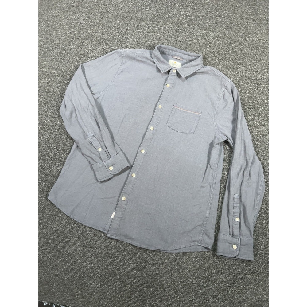 Marine Layer Shirt Mens Medium Gray Selvage Cotton Stretch Long Sleeve Preppy